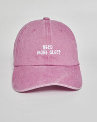 Need More Sleep pink washed cap - front view