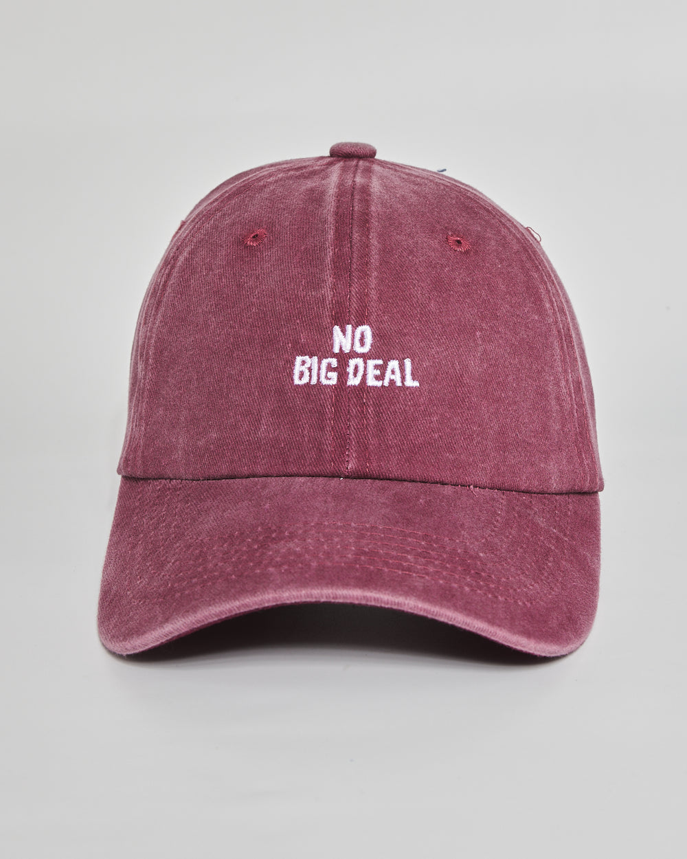 No Big Deal burgundy washed cap - front view