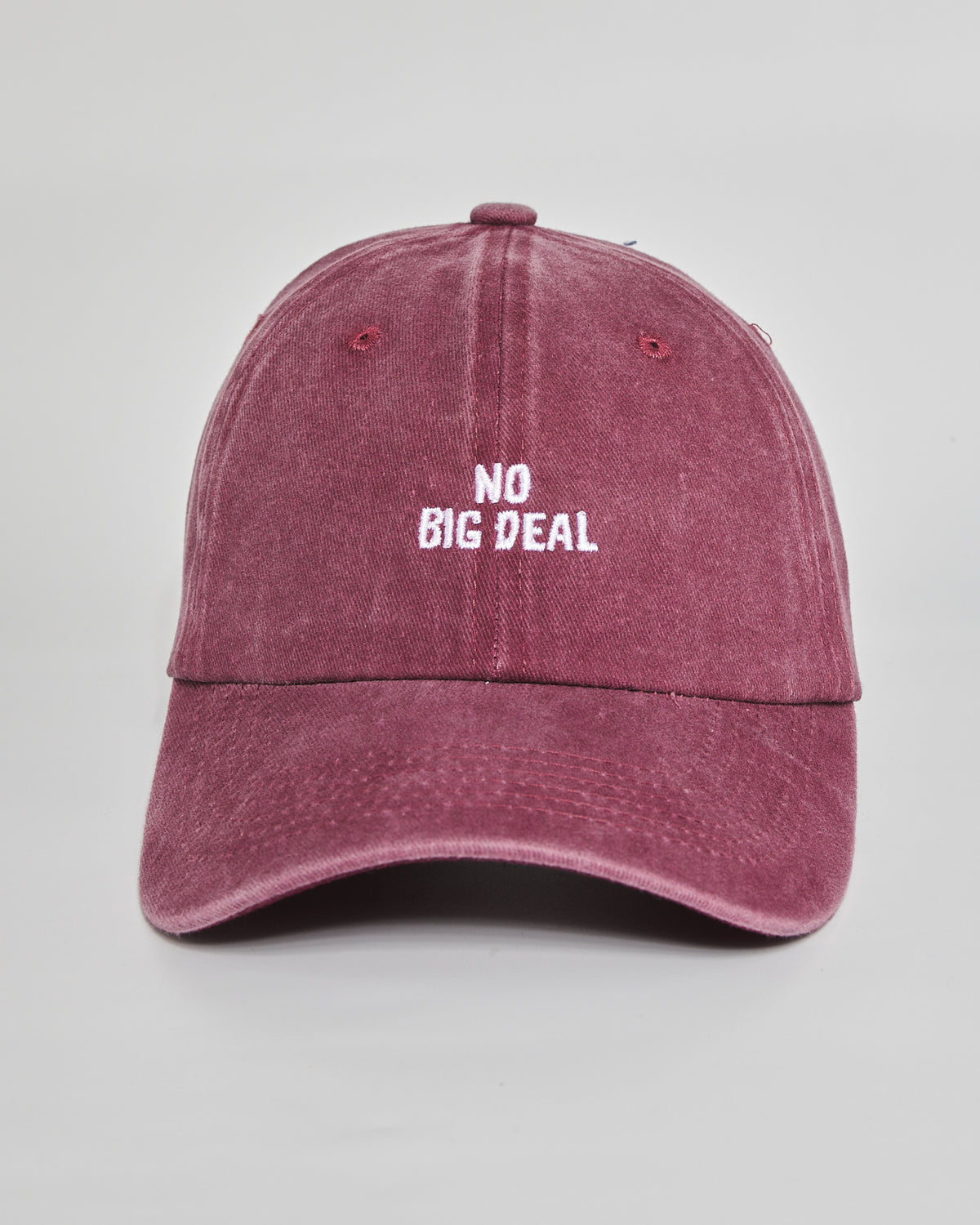 No Big Deal burgundy washed cap - front view