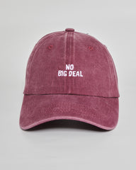 No Big Deal burgundy washed cap - front view