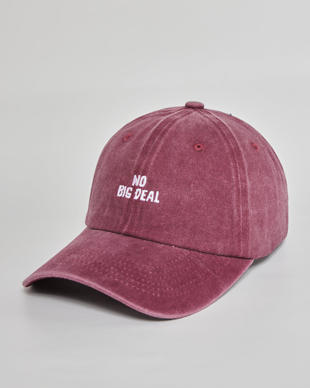 No Big Deal burgundy washed cap - side view