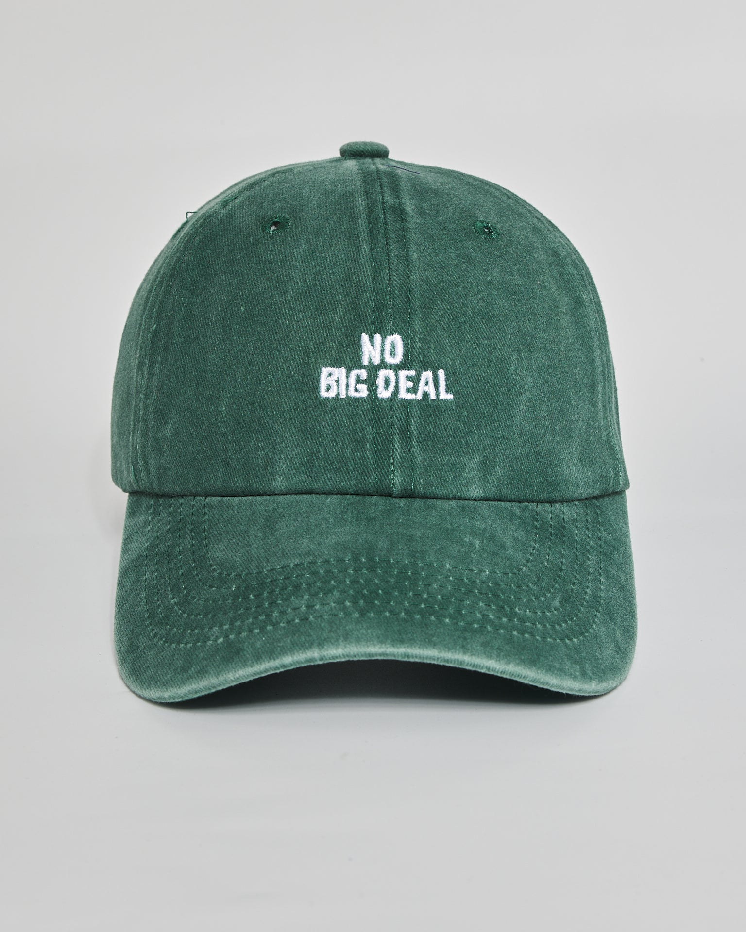 No Big Deal forest green washed cap - front view