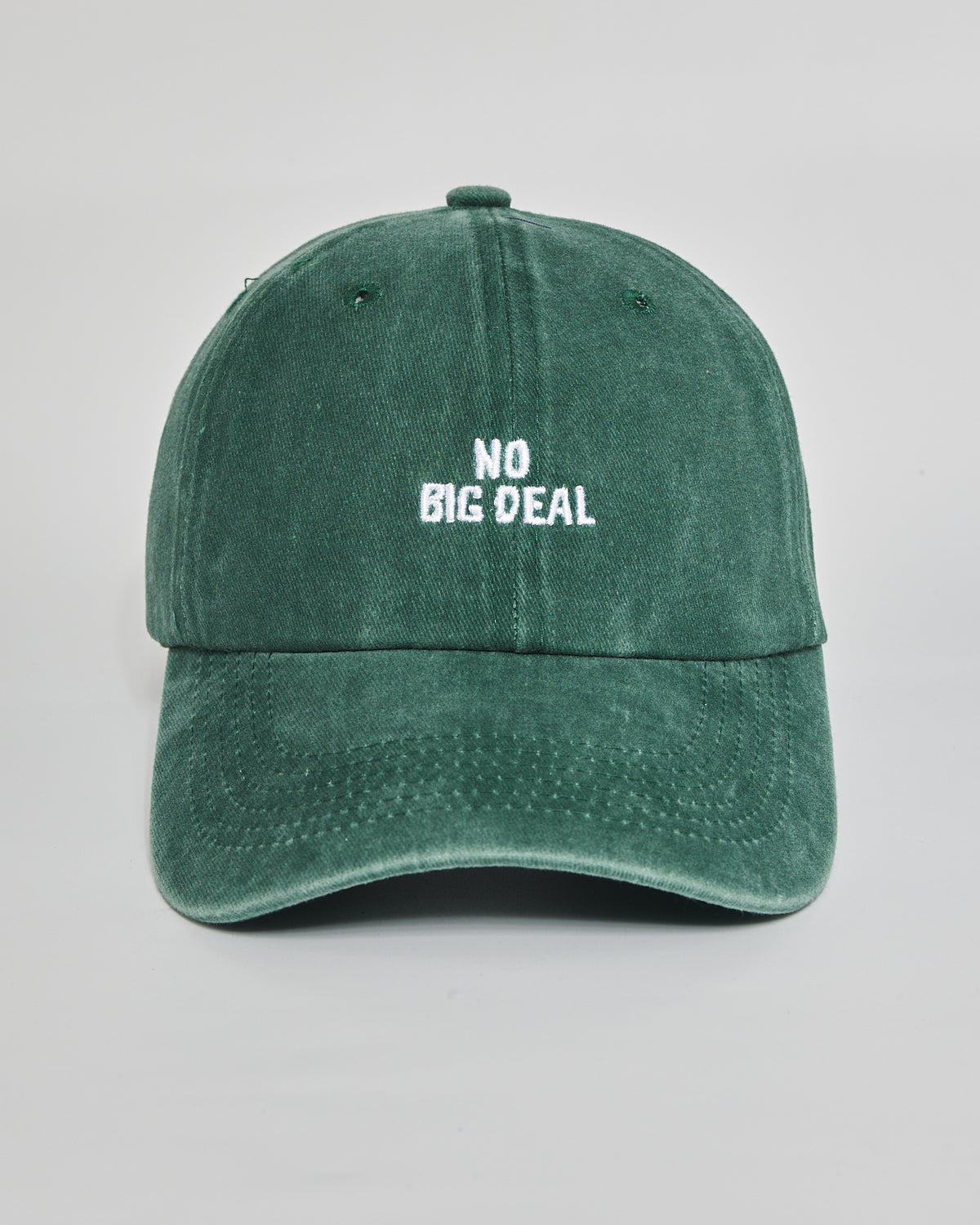 No Big Deal forest green washed cap - front view