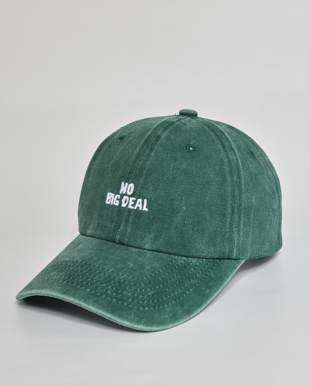 No Big Deal forest green washed cap - side view
