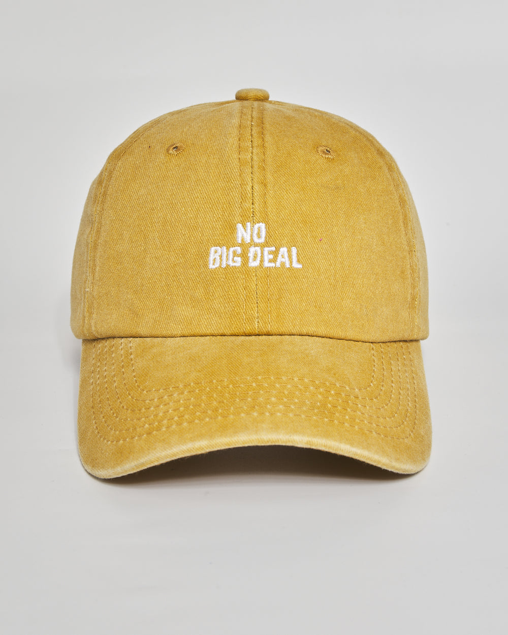 No Big Deal mustard washed cap - front view
