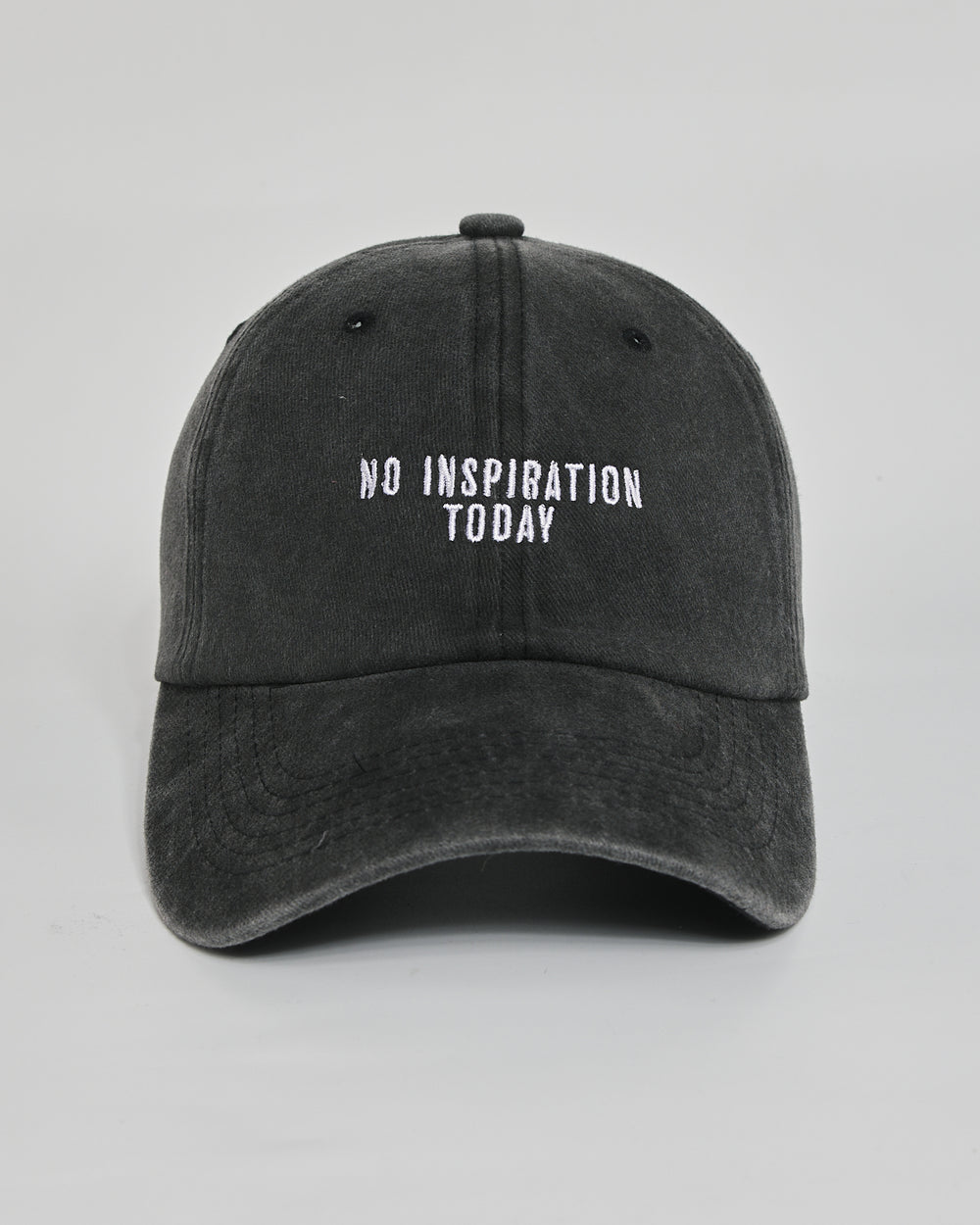 No Inspiration Today black washed cap - front view