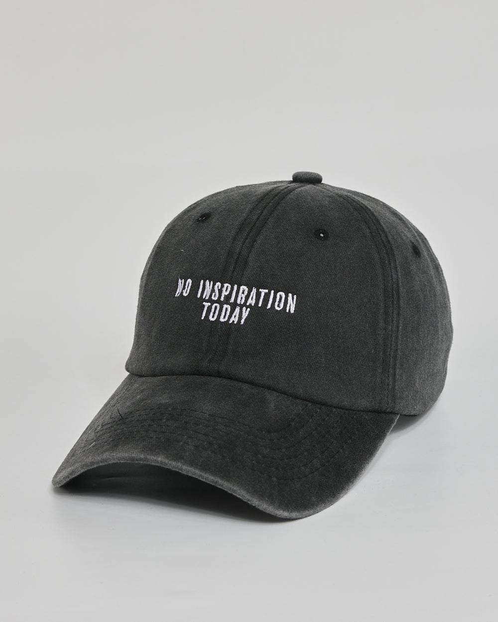 No Inspiration Today black washed cap - side view