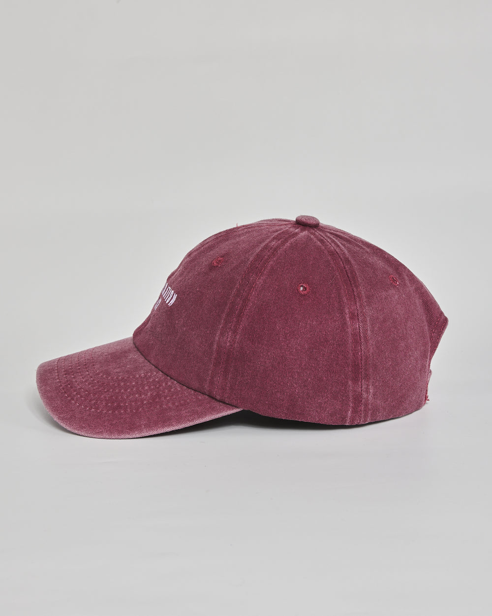 No Inspiration Today burgundy washed cap - angled view