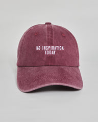 No Inspiration Today burgundy washed cap - front view