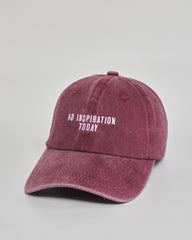 No Inspiration Today burgundy washed cap - side view