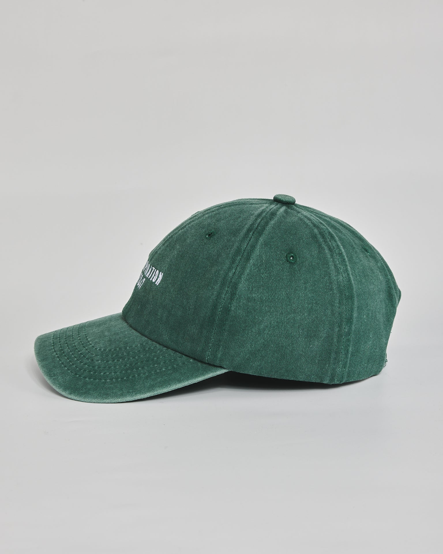No Inspiration Today forest green washed cap - angled view