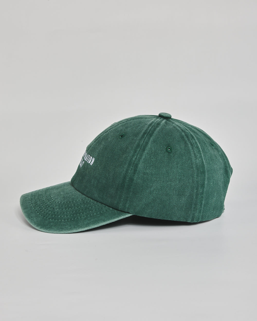 No Inspiration Today forest green washed cap - angled view