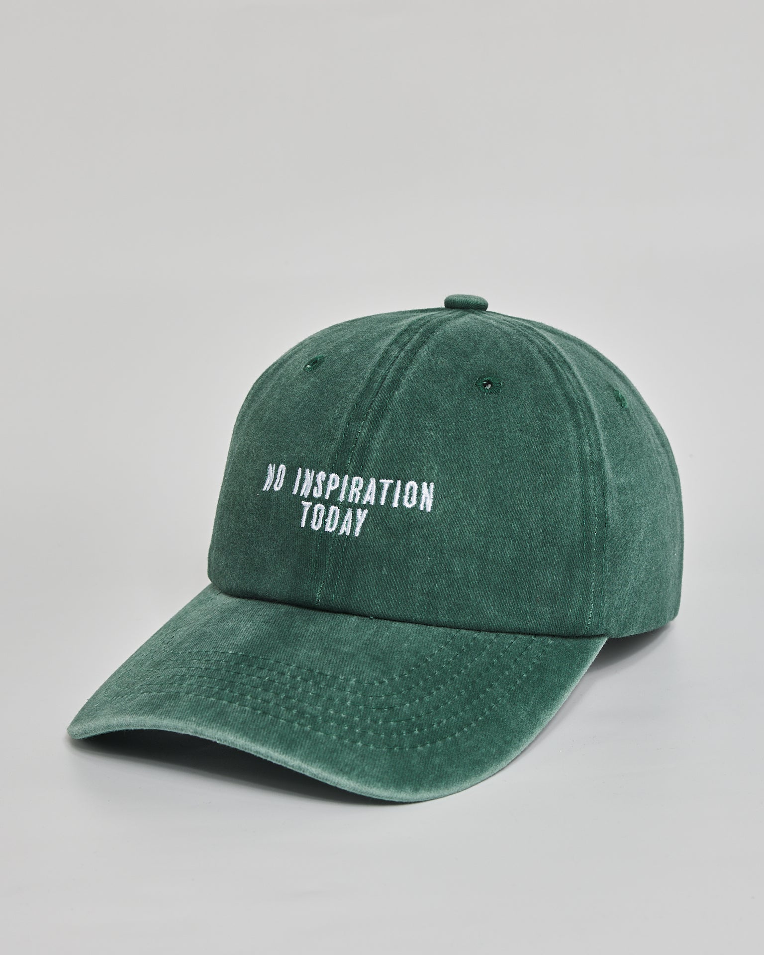 No Inspiration Today forest green washed cap - side view