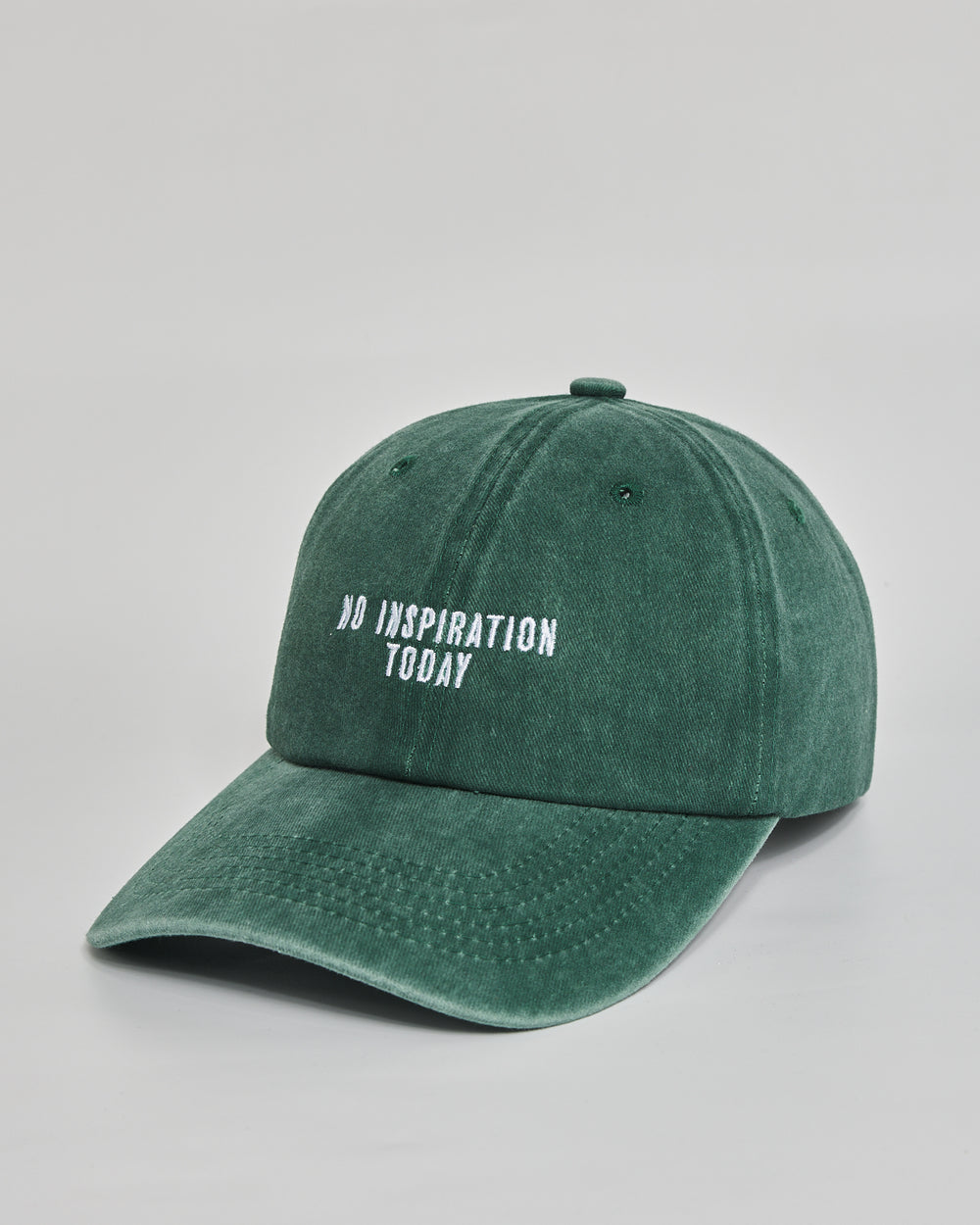 No Inspiration Today forest green washed cap - side view