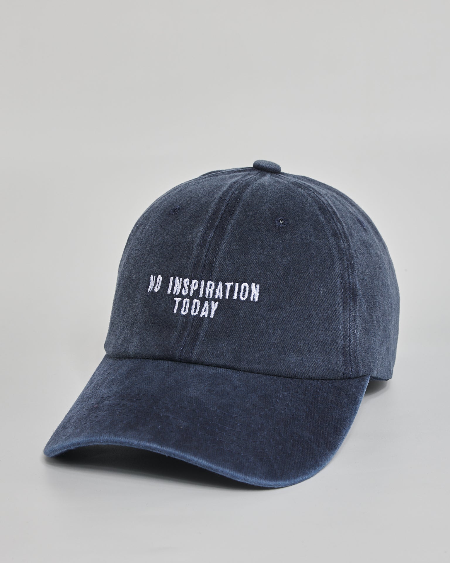 No Inspiration Today navy washed cap - side view