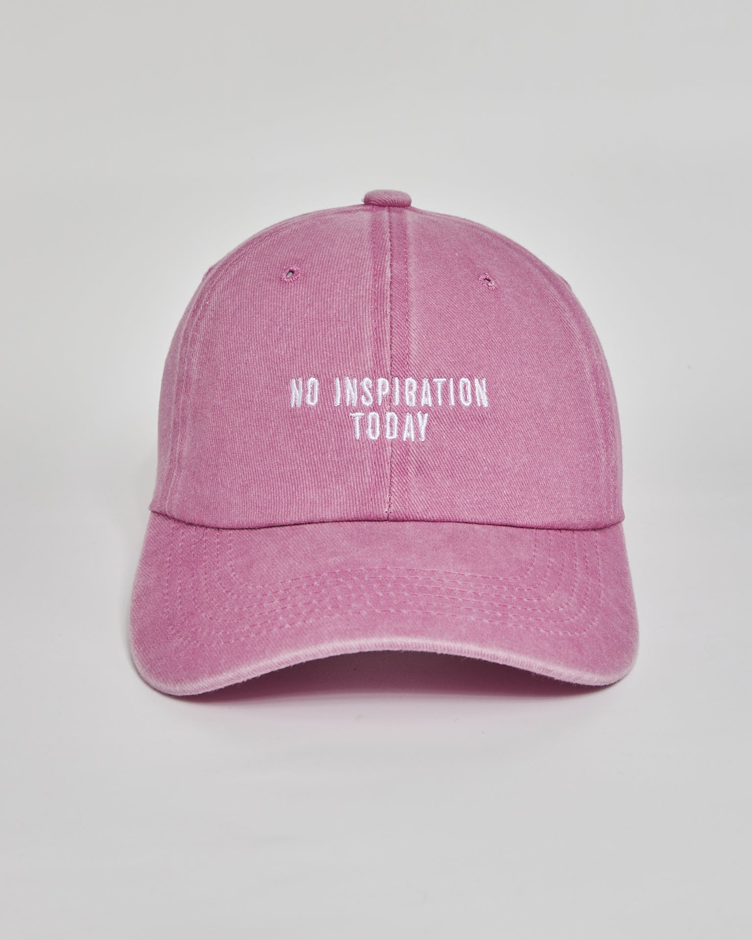 No Inspiration Today pink washed cap - front view