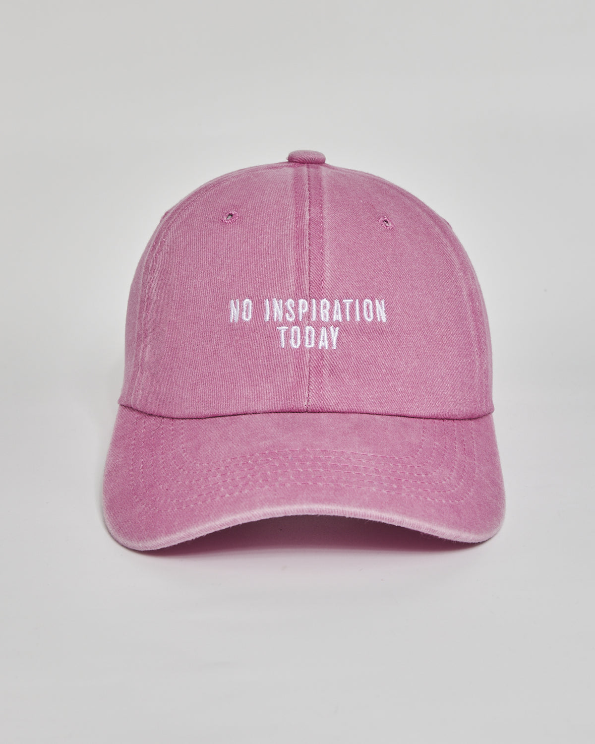 No Inspiration Today pink washed cap - front view