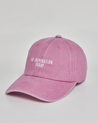 No Inspiration Today pink washed cap - side view