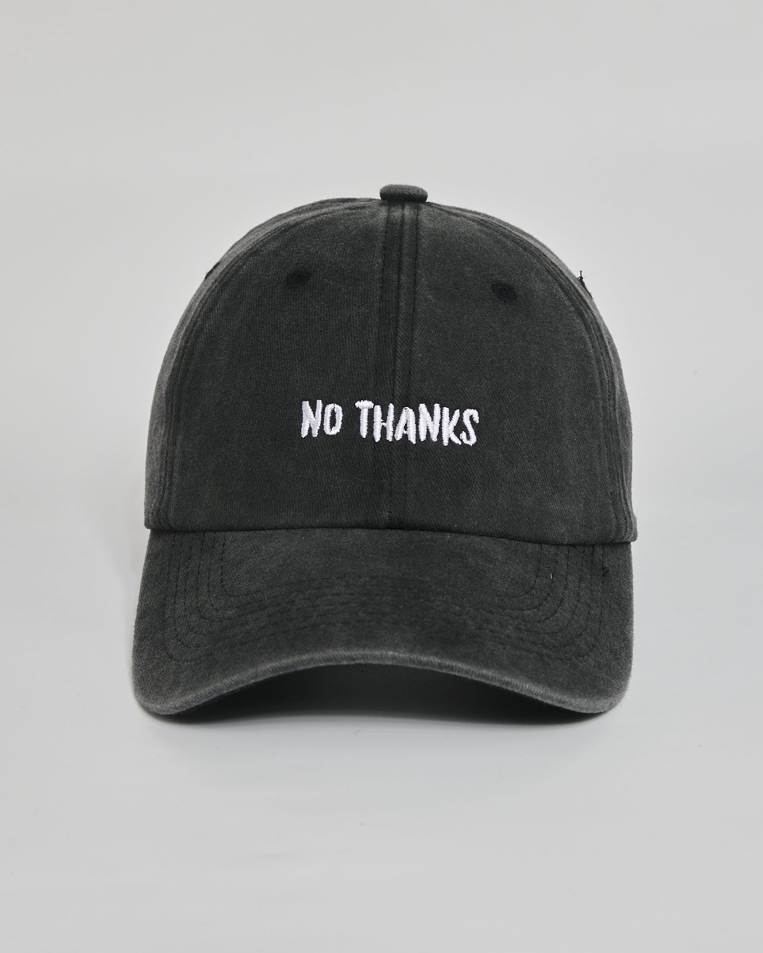No Thanks black washed cap - front view