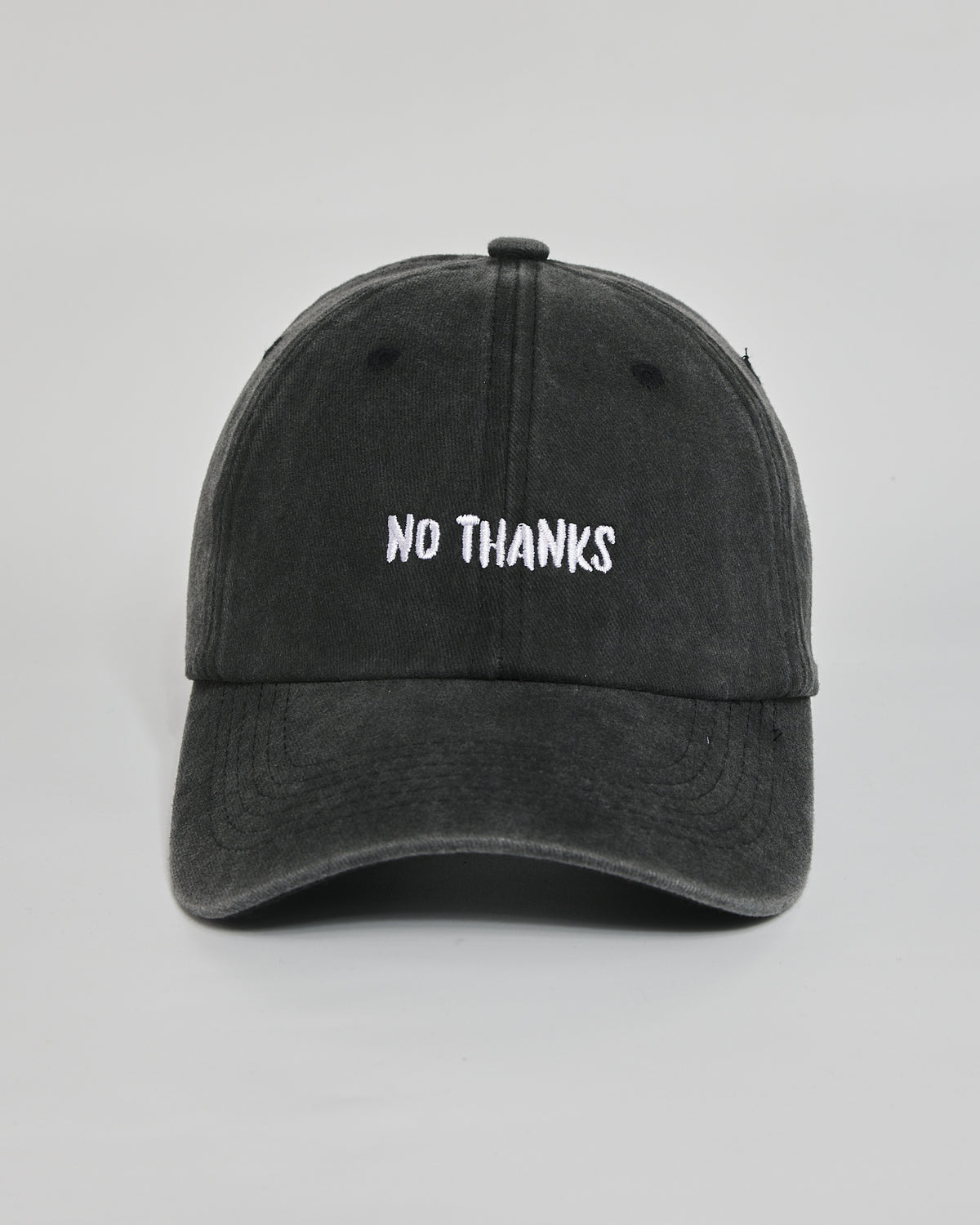 No Thanks black washed cap - front view