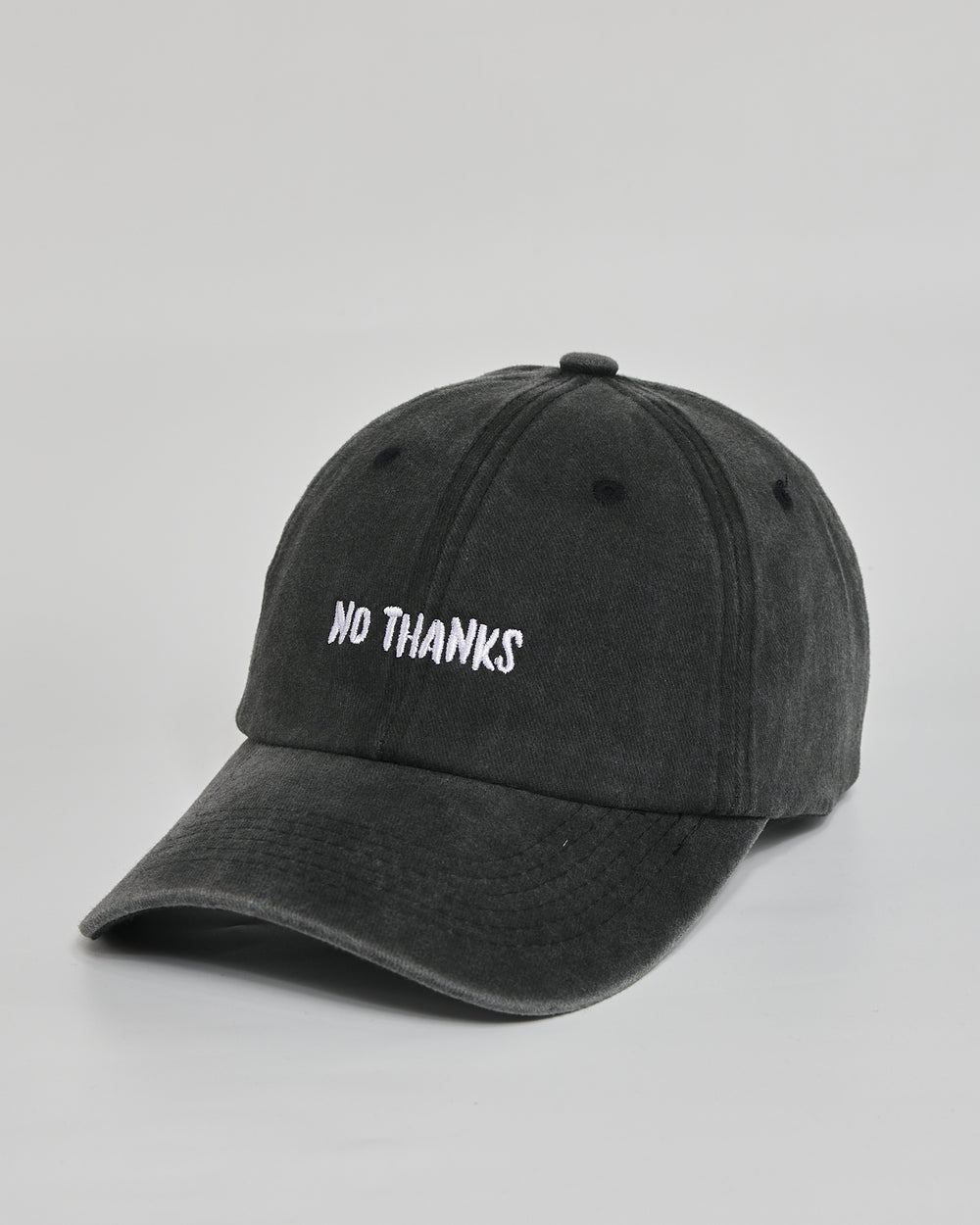 No Thanks black washed cap - side view