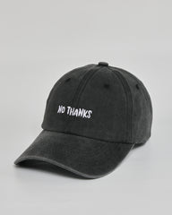 No Thanks black washed cap - side view