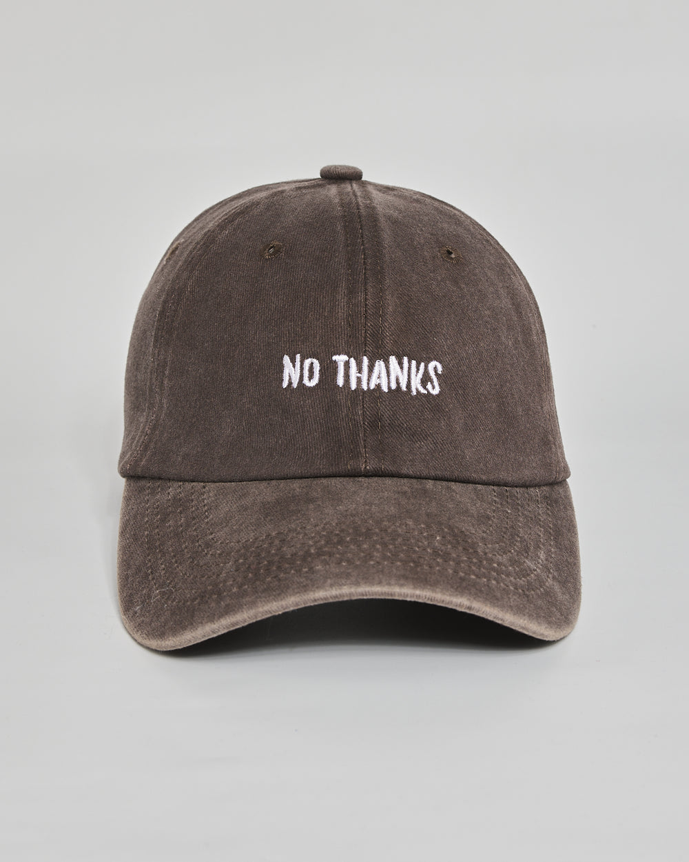 No Thanks brown washed cap - front view