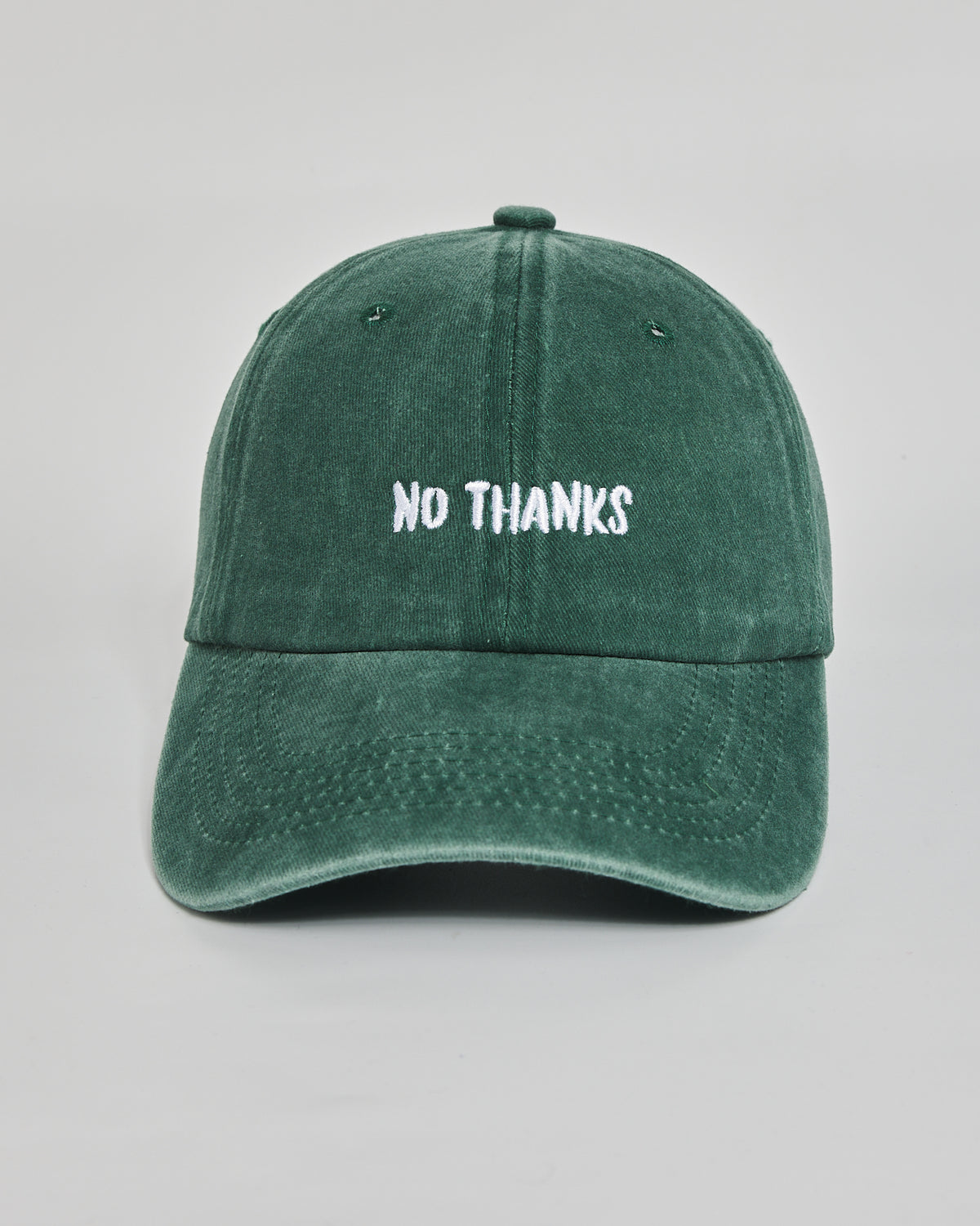 No Thanks forest green washed cap - front view