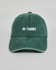 No Thanks forest green washed cap - front view