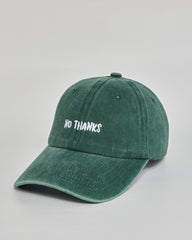 No Thanks forest green washed cap - side view
