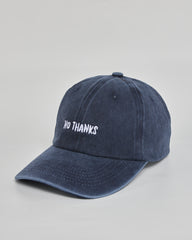 No Thanks navy washed cap - side view