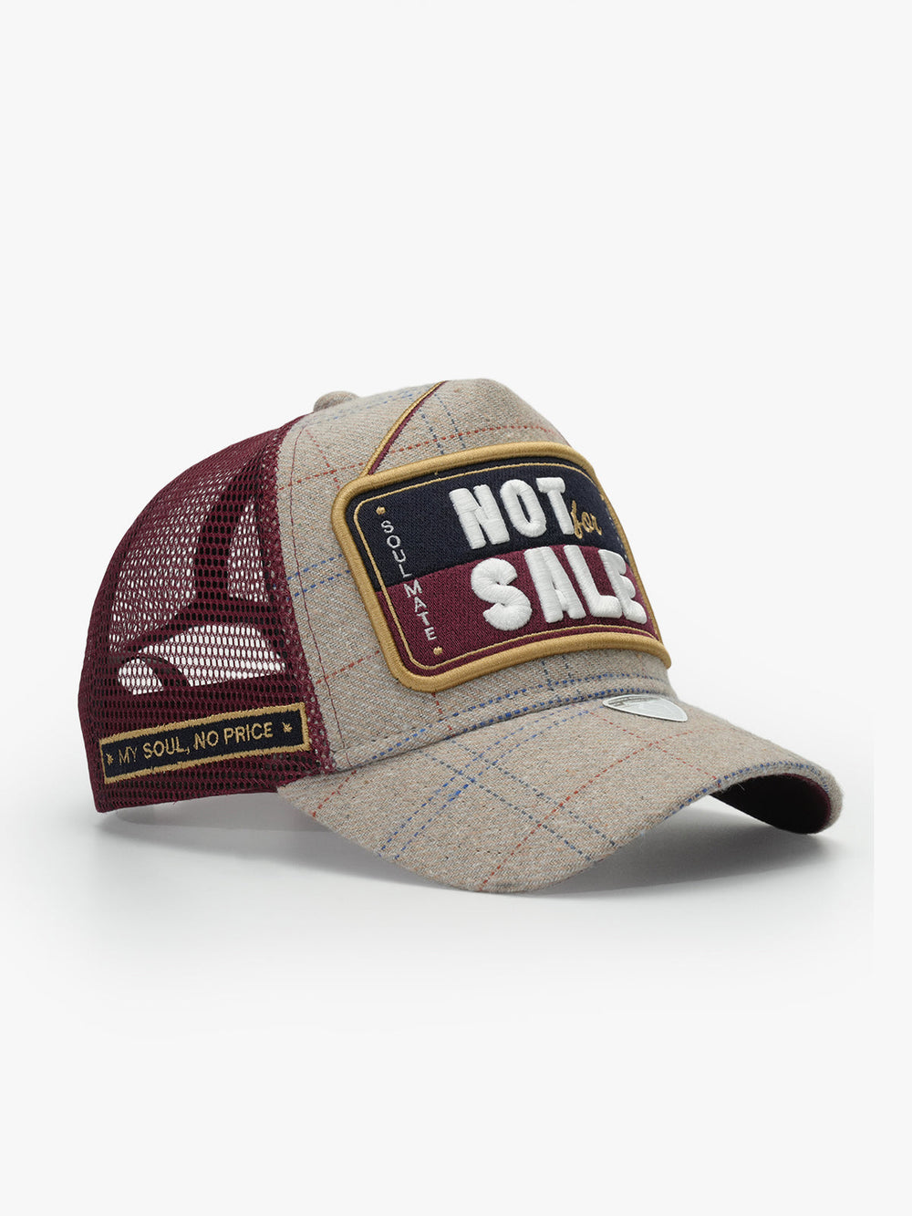 Side view of Not For Sale Burgundy Trucker Hat