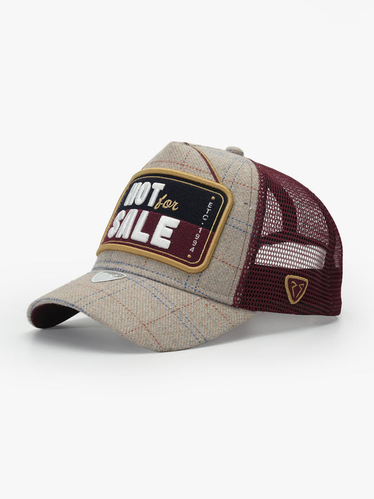 Side view of Not For Sale Burgundy Trucker Hat