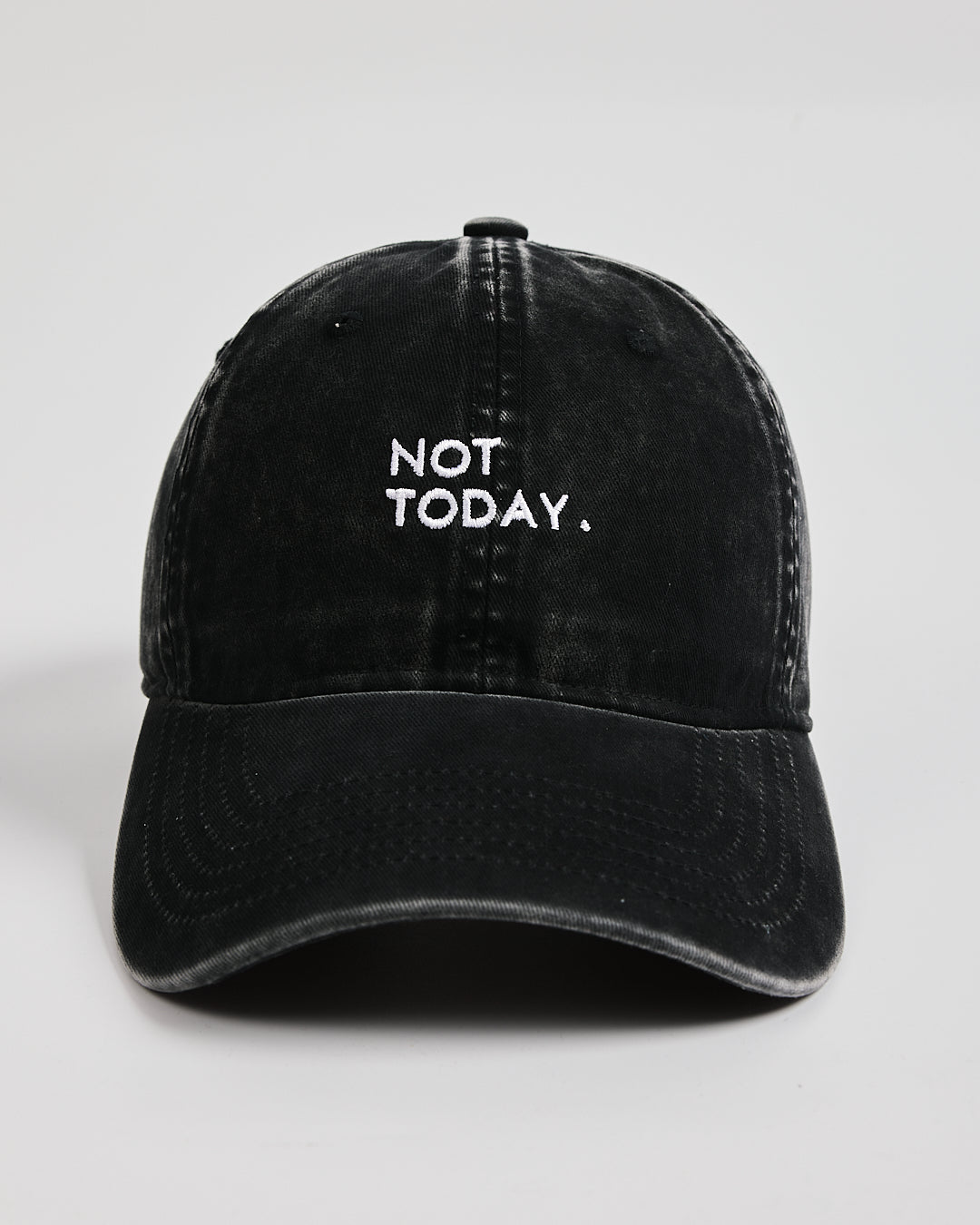 Front view of Not Today Black Washed Cap