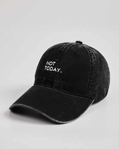 Side view of Not Today Black Washed Cap