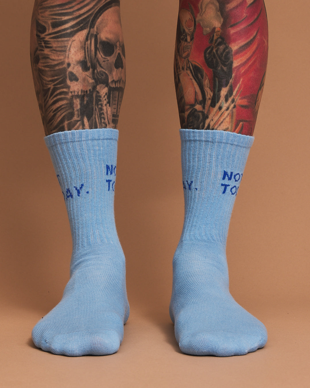Front view of Not Today Blue Socks