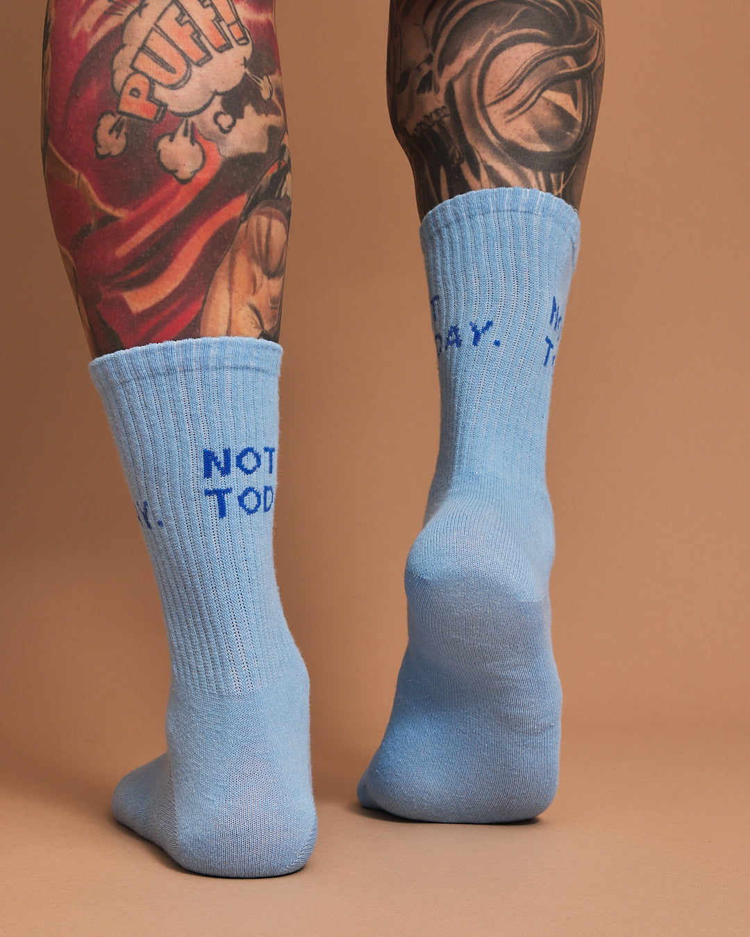 Back view of Not Today Blue Socks