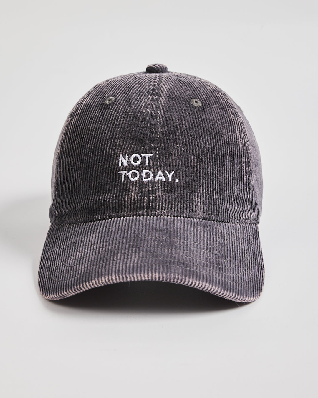 Gray cap with 'Not Today' text on a light gray background