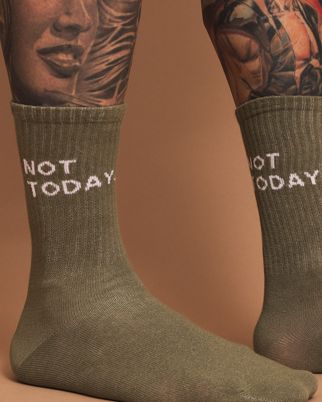 Close view of Not Today Dusty Green Socks