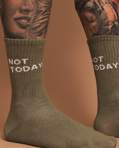 Close view of Not Today Dusty Green Socks