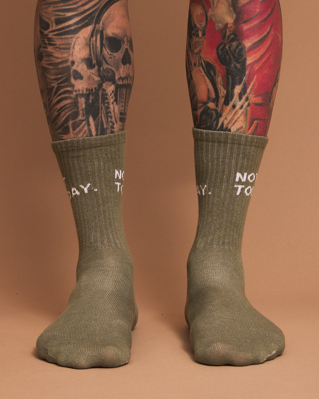 Front view of Not Today Dusty Green Socks