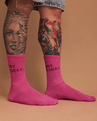Side view of Not Today Hot Pink Socks