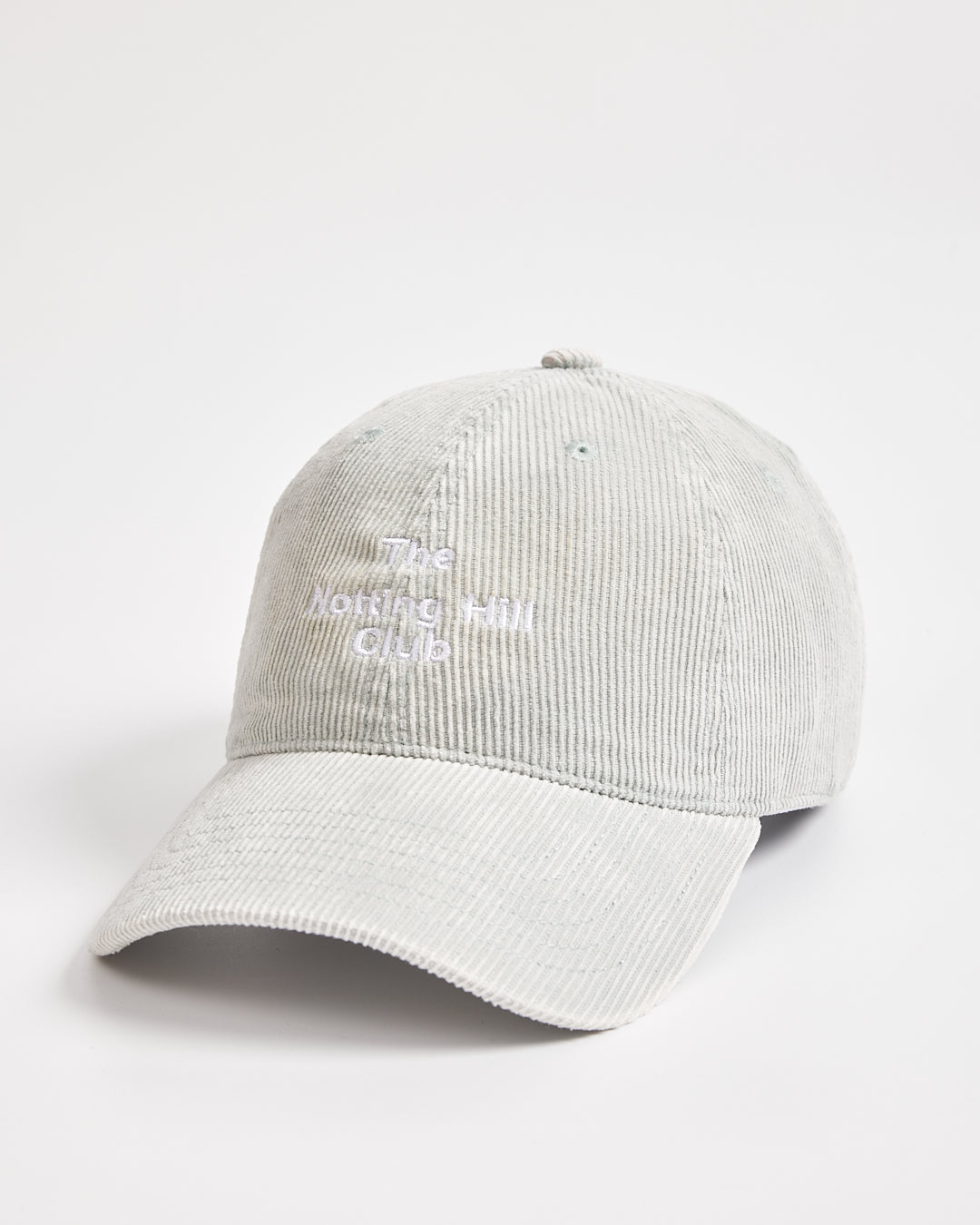 Light gray cap with text on a white background