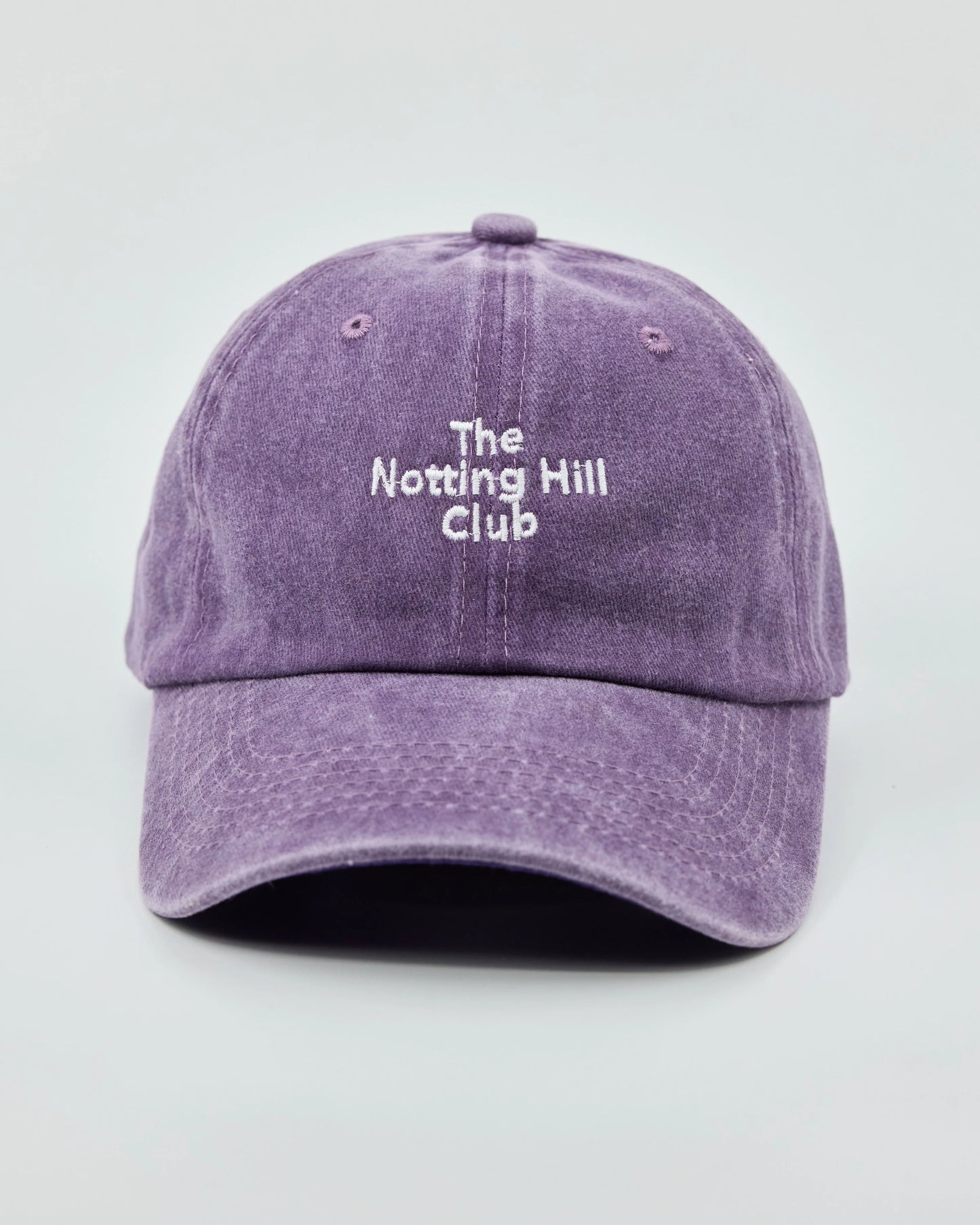 Front view of The Notting Hill Club Purple Washed Cap