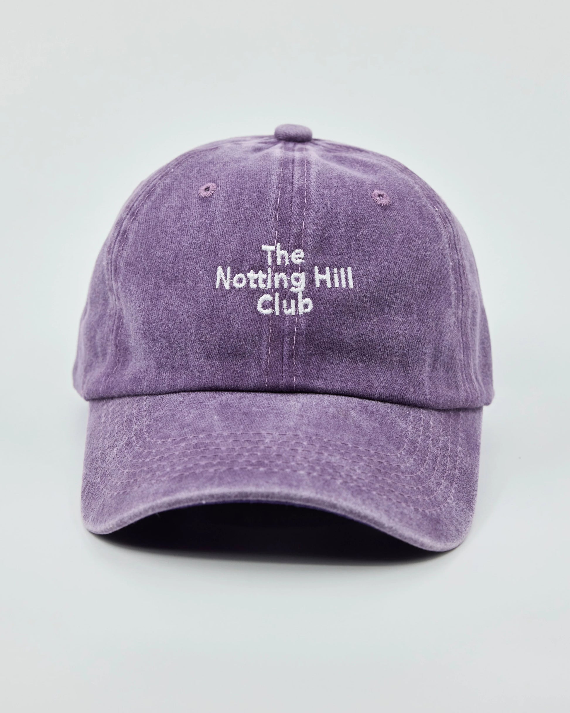 Front view of The Notting Hill Club Purple Washed Cap