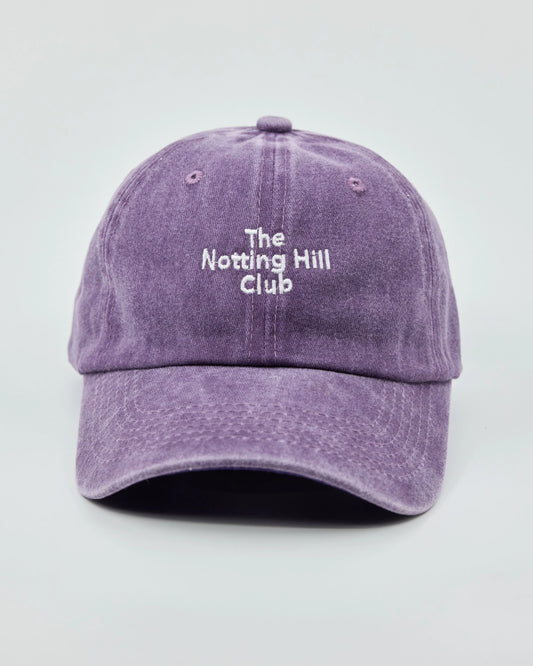 Front view of The Notting Hill Club Purple Washed Cap