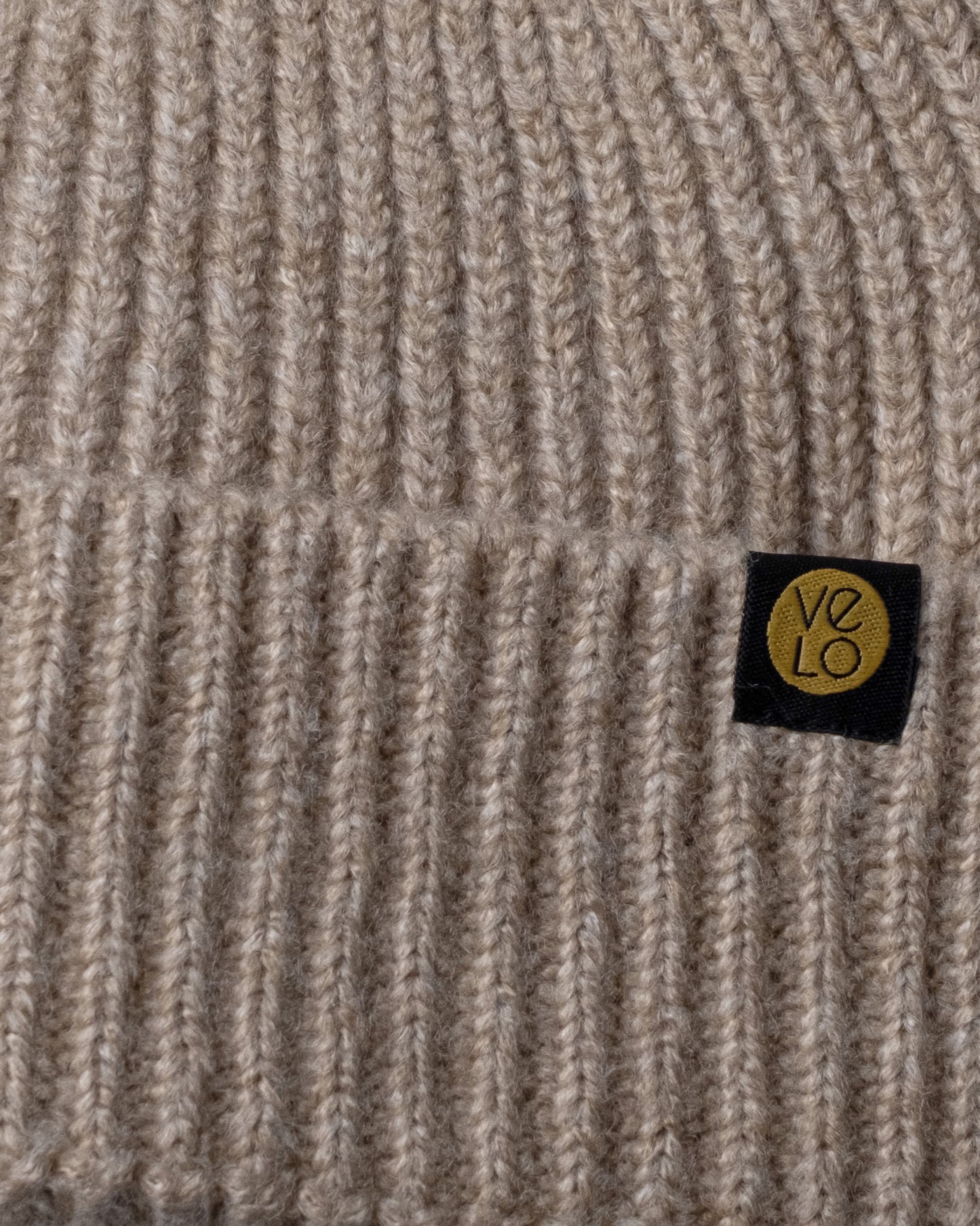 Close view of Oatmeal Lux Beanie