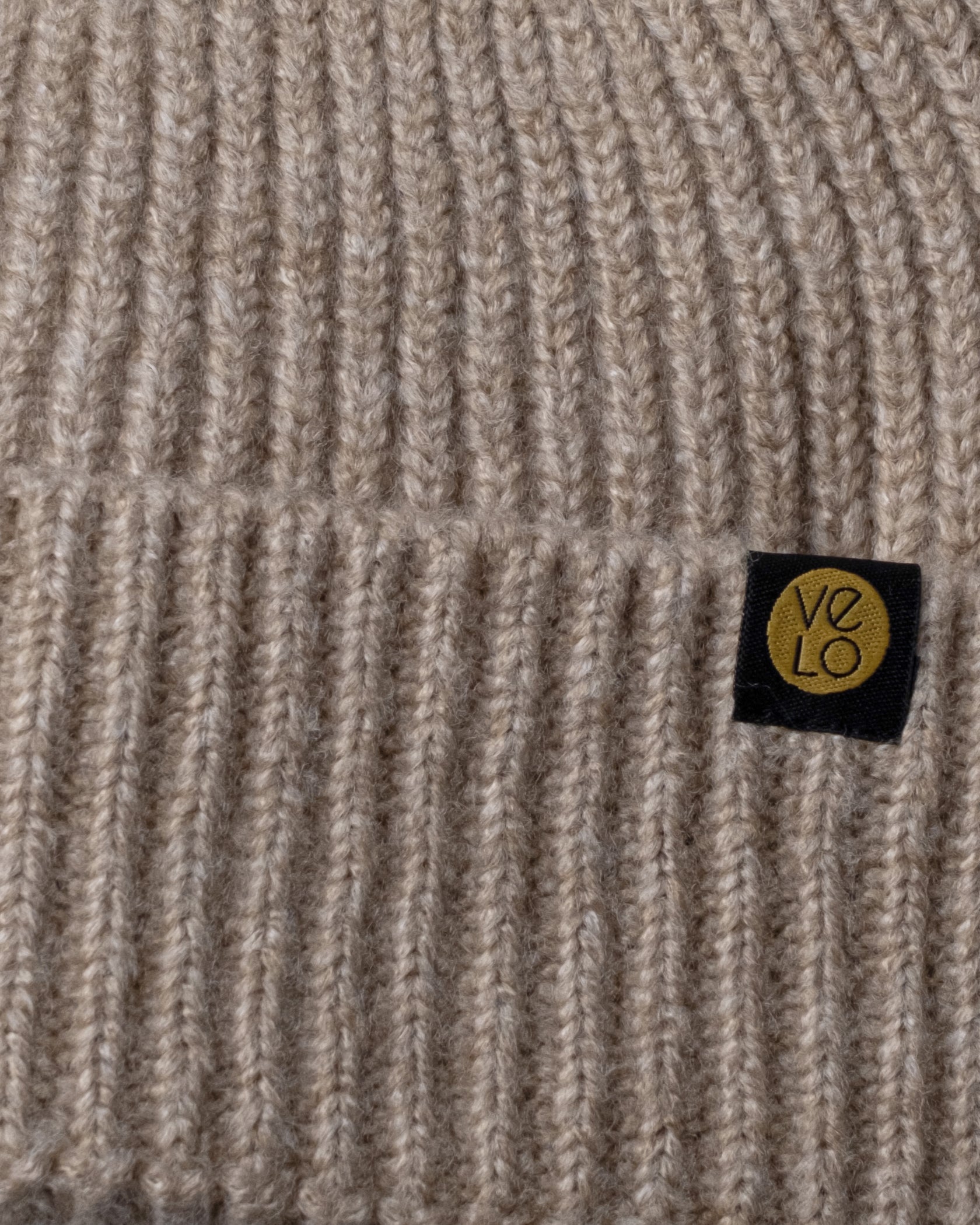 Close view of Oatmeal Lux Beanie