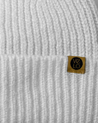 Close view of Off White Lux Beanie