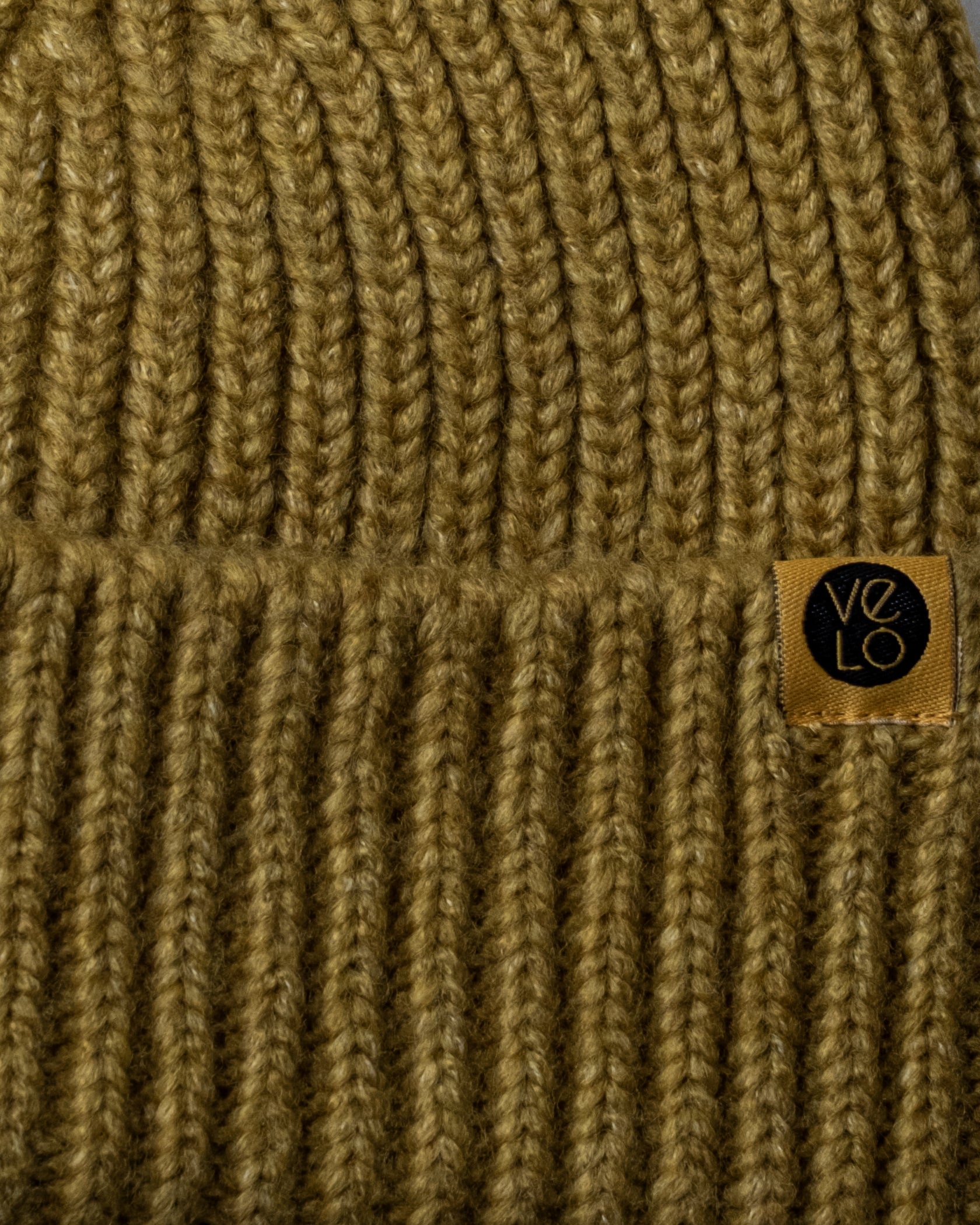 Close view of Olive Lux Beanie